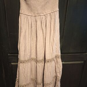 One Beige And One Red Maxi Dress with Lace Details Size Small See Description